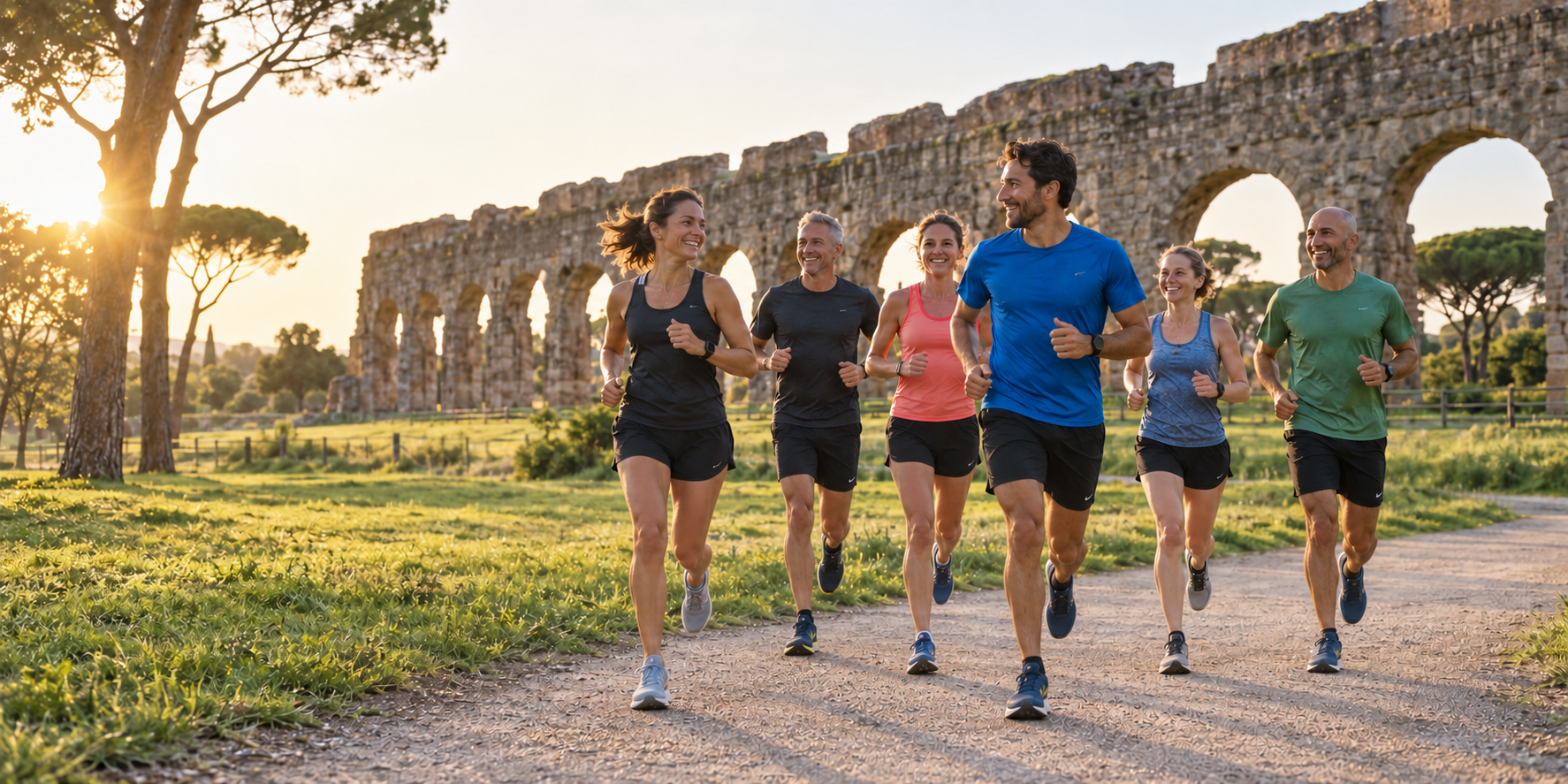 Gruppo running al Parco degli Acquedotti a Roma
